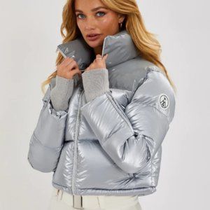 Womens CROPPED BOMBER SKI JACKET – MOONLIGHT GREY size small Like New